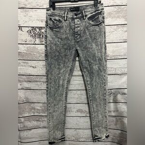 PURPLE BRAND JEANS P001 LOW RISE SKINNY JEAN - LIGHT GREY FILM JACQUARD. NWOT